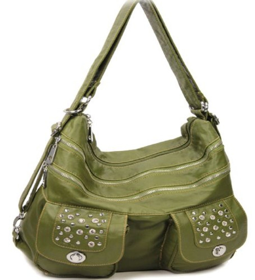 Green Stone Washed Handbag