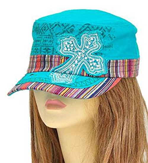 Turquoise Aztec Print Cross Cadet Hat