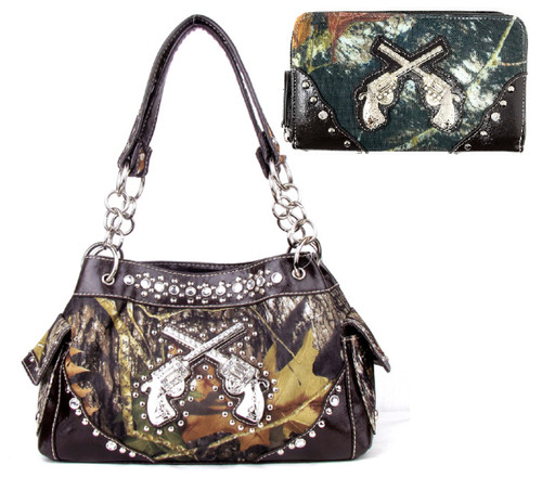 Western Style Camouflage Concealed Carry Purse Buckle Country Studs Women  Handbag Shoulder Bag Wallet Set Purple | Wish