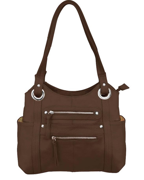 Concealment Gun Purse for Right or Left Hand Draw with Lock-Brown