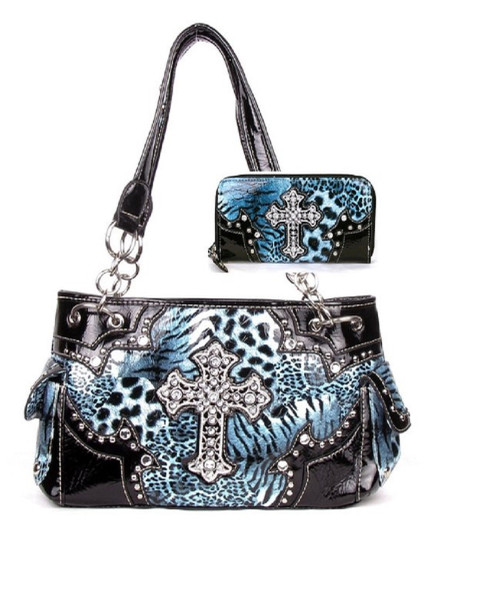 Denim Concealed Carry Purse Messenger Bag Wallet Set | Defense Divas®