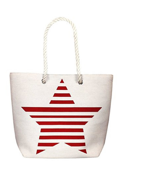 Red Striped Star Tote Bag