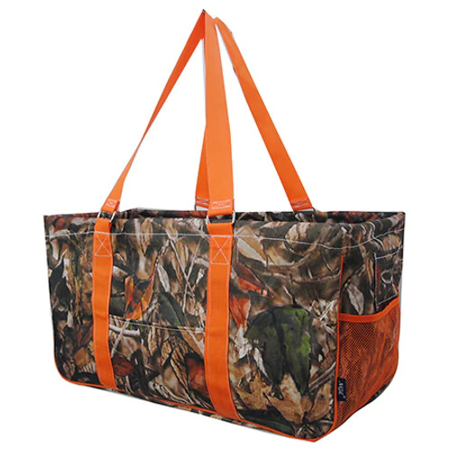 Camouflage Large Canvas Utility Tote Bag-Orange