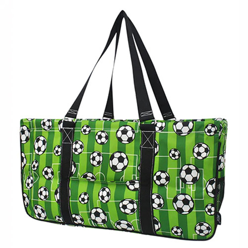 Soccer Goal Getter Print Large Canvas Utility Tote Bag-Navy