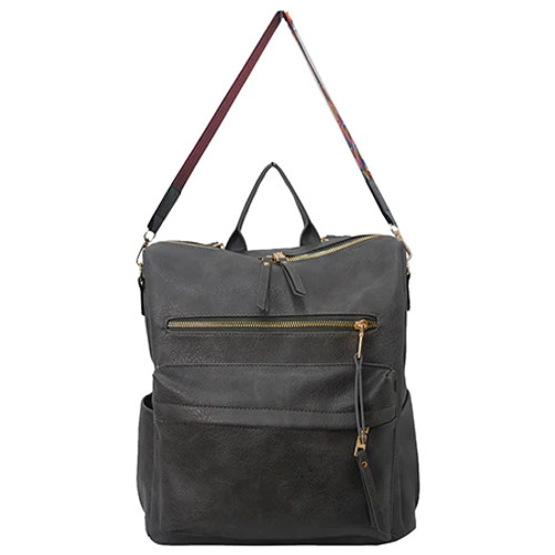 Dark Gray Faux Leather NGIL Shoulder Backpack