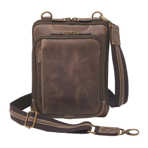 Brown Crossbody Shoulder Pouch, Distressed Buffalo