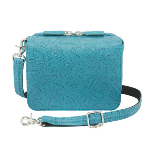 Turquoise Crossbody Organizer Concealed Carry Purse USA Cowhide GTM-15