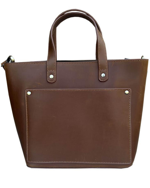 Roma Leathers Vintage Cowhide Leather Tote Light Brown 9000