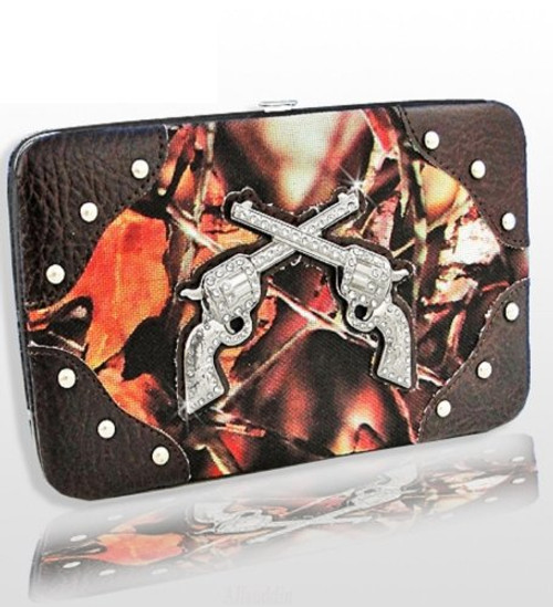 Brown Camouflage Crossed Guns Wallet 