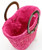 Pink Wooden Handle Straw Handbag