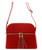 Red Double Zip Tassel Accent Medium Crossbody Bag 