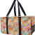 Groovy Flower Print Large Canvas Utility Tote Bag-Black