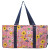 Country Flowers Print Large Canvas Utility Tote Bag-Black