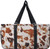 Cow Brown Print Large Canvas Utility Tote Bag-Black
