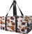 Cow Brown Print Large Canvas Utility Tote Bag-Black