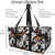 Cow Tile Print Large Canvas Utility Tote Bag-Black