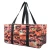 Palm Trail Print Large Canvas Utility Tote Bag-Black