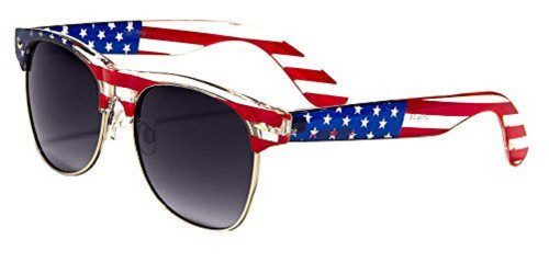 Classic American Patriot Flag Sunglasses USA Half Rim Round Black Tint