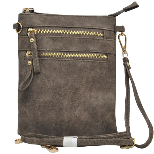 Taupe Gray NGIL Small Multi-Pocket Faux Leather Crossbody