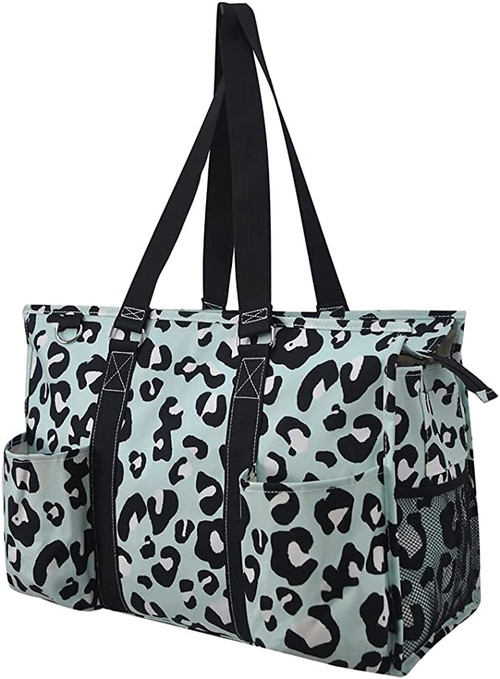 Blue Leopard Print Reusable Shopper Tote Bag