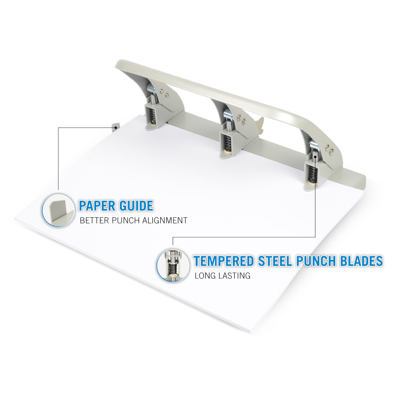 XHC-150N - Heavy Duty 3 Hole Punch - Built In Paper Guide (150 Sheets)