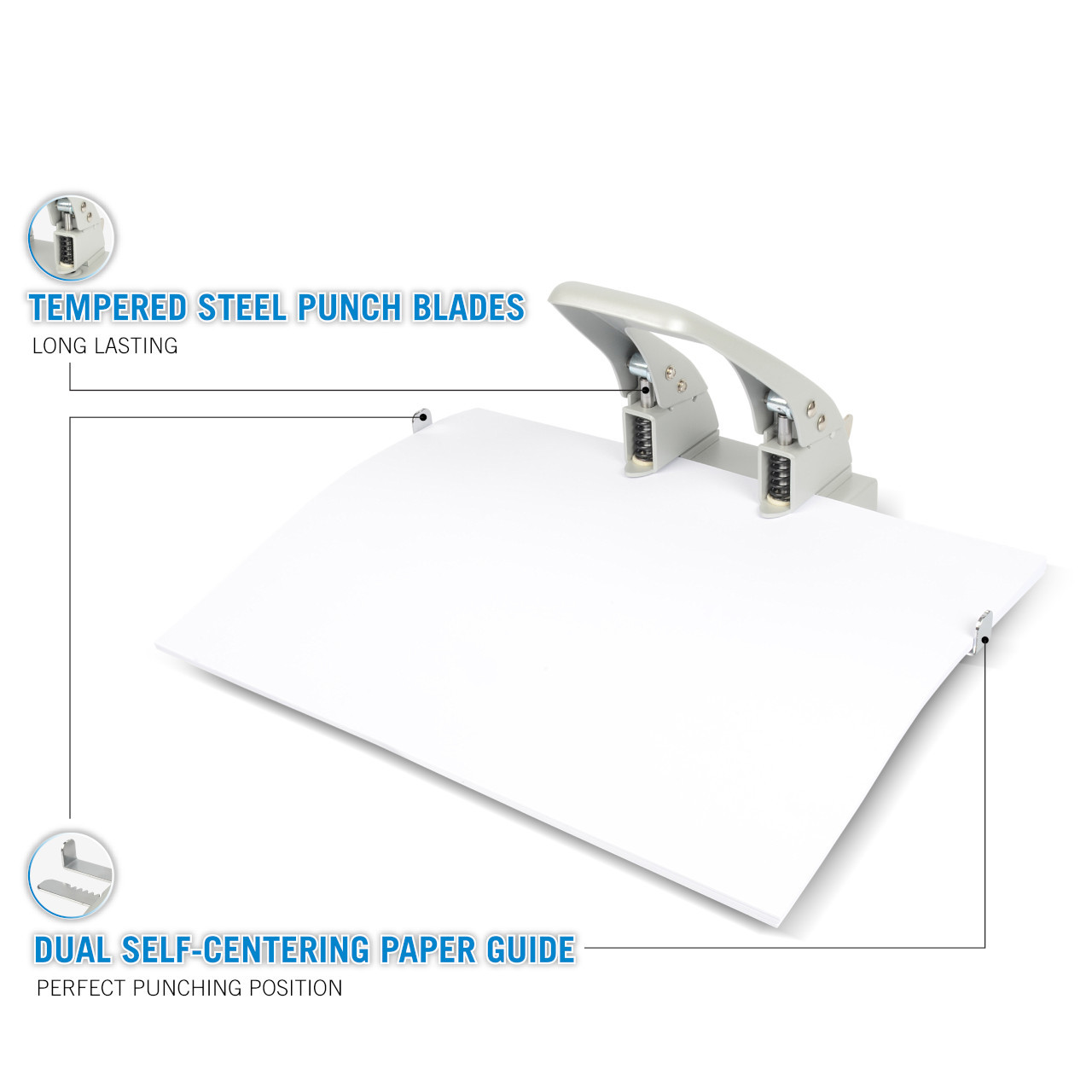 XHC-2100N - Extra Heavy Duty 2 Hole Punch - Self Centering (100 Sheets)