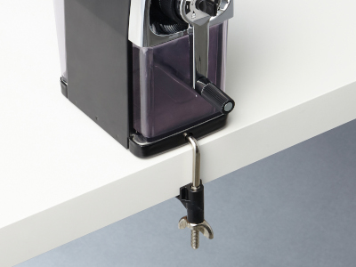 mount pencil sharpener on table by clamp