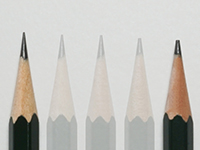 photo of five level of pencil tip