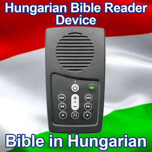 Front view, Hungarian Bible Reader device, the Bible read aloud and Easy to Use