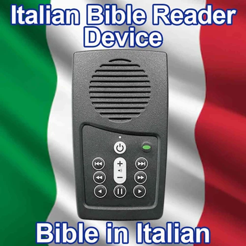Front view, Italian Bible Reader device, the Bible read aloud and is easy to use
