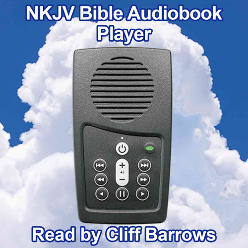 Front view, NKJV Bible Audiobook player, read by Cliff Barrows who was Billy Graham's Music director