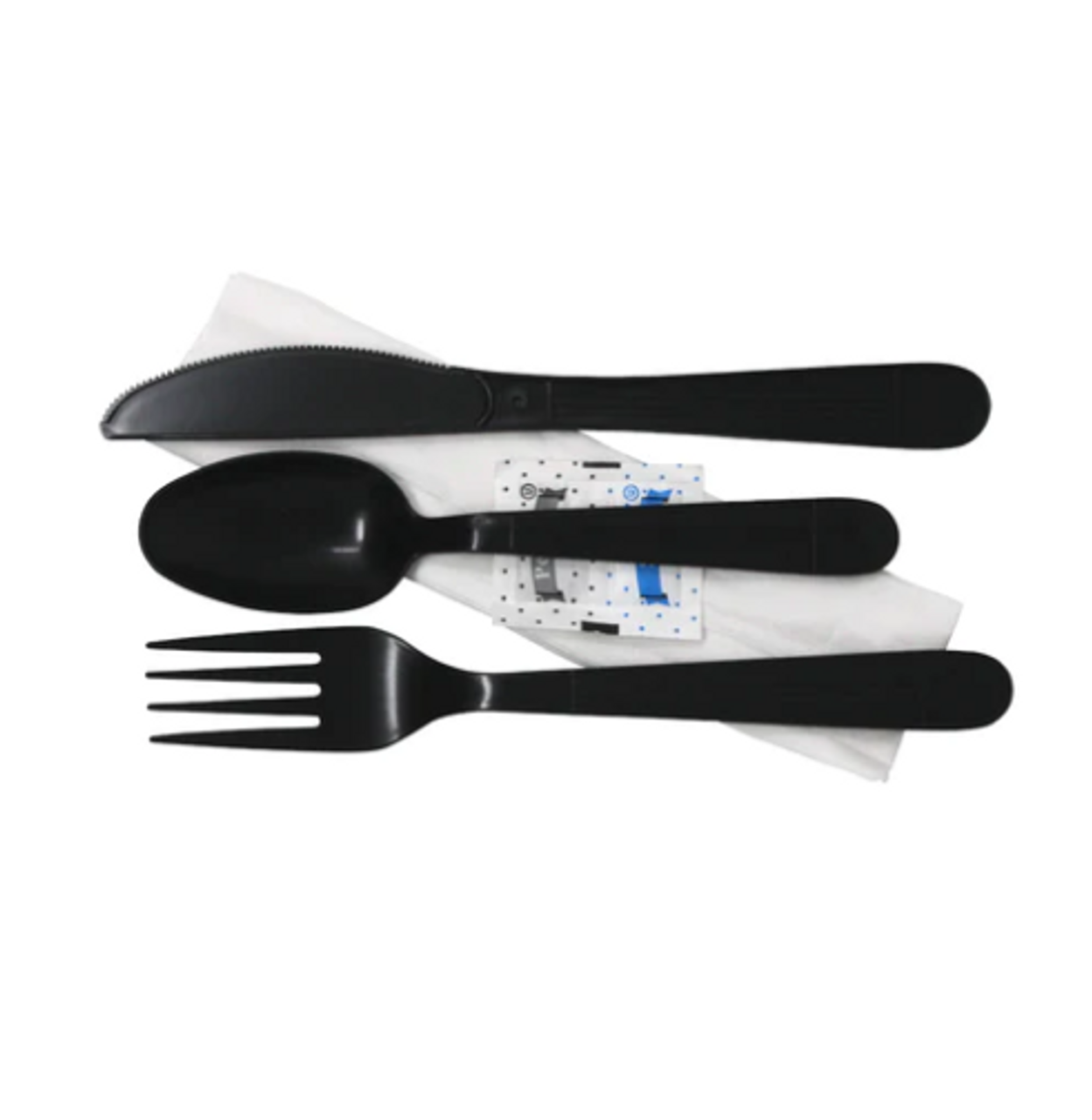16Pcs Black/Clear Plastic Utensils Heavy Duty Plastic Cutlery Set