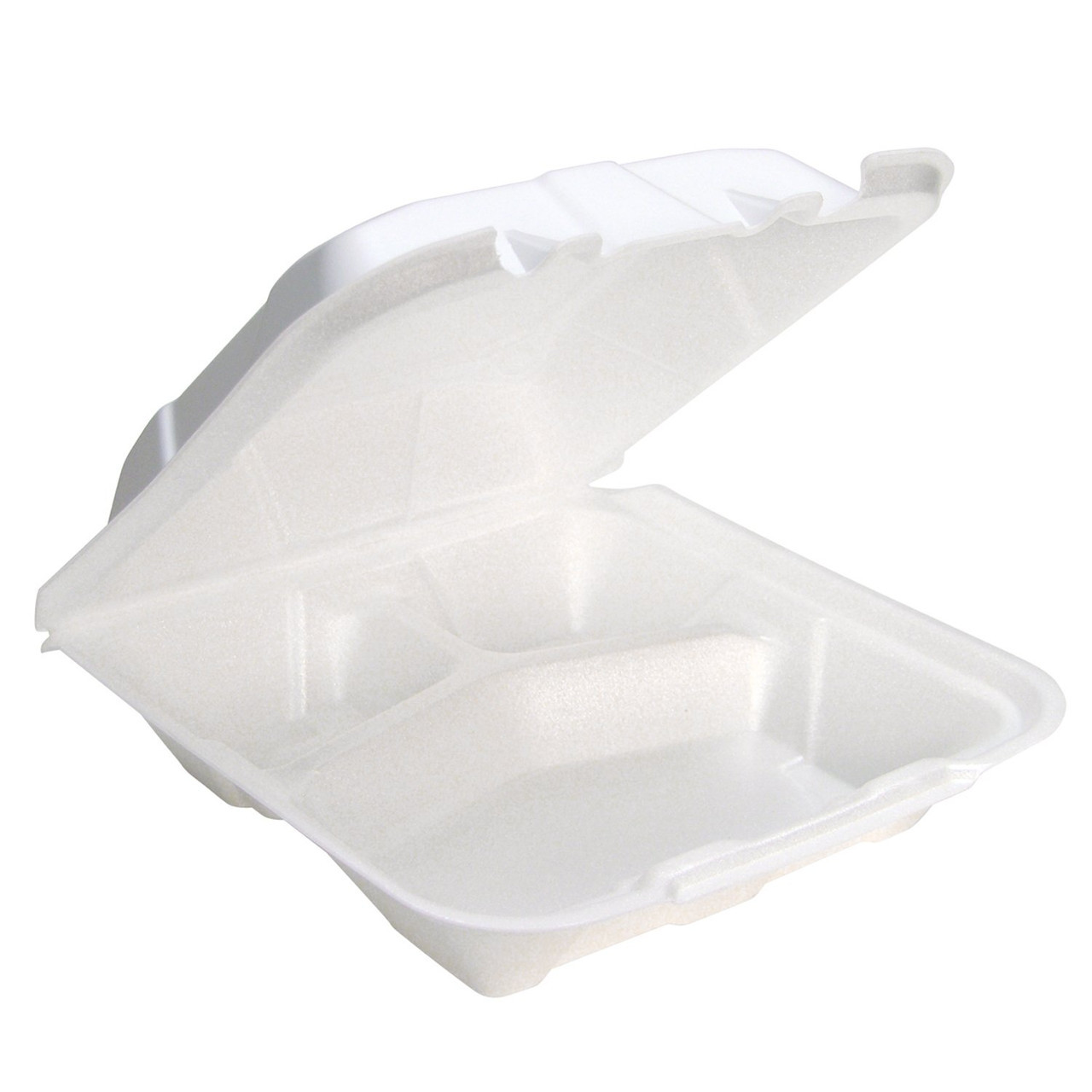 9x9 Foam Hinged-Lid Container - Three Compartment (200/cs)