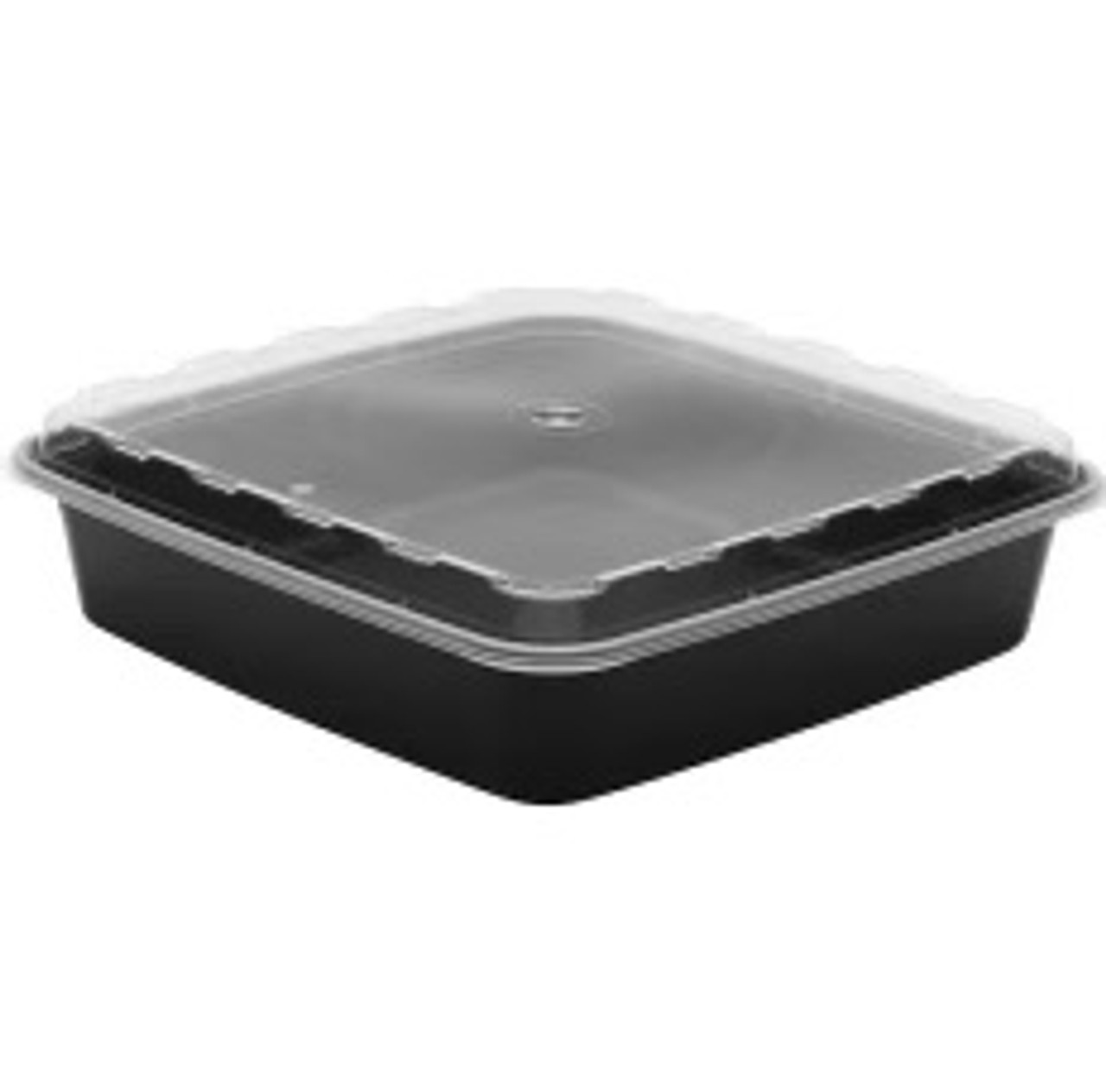 64 oz. Black Plastic Square Reusable Food Container