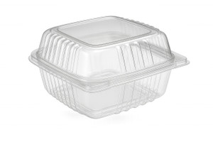 5x5 Clear Hinged-Lid Plastic Container (500/cs)