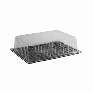 1/2 Black Plastic Cake Container Base with Clear Dome Lid (50/Case)