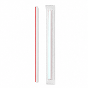Red and White 7 3/4" Inch Wrapped Straws (12,000/cs)