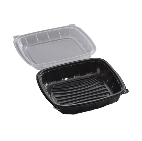 Takeout Container Black Bottom Hinged Lid
