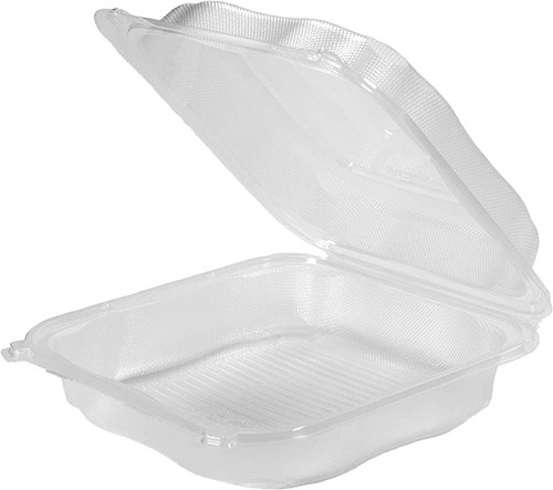 8 x 8 x 3 Clear Hinged Plastic Clamshell - Take out Containers