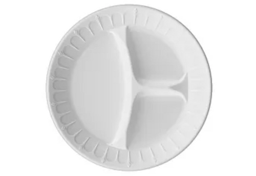 White Foam Plates 9 Inch Three Compartments