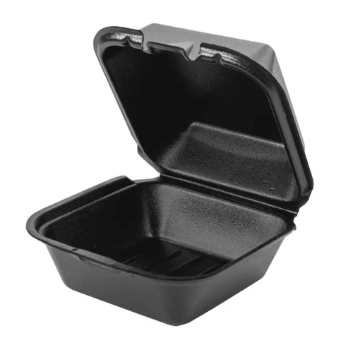 6x6 Black Foam Hinged-Lid Container (500/cs)