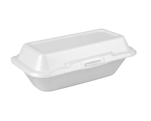 Dart 10" x 5 1/4" x 3" Foam Hoagie Hinged-Lid Container, 99HT1R (500/Case)