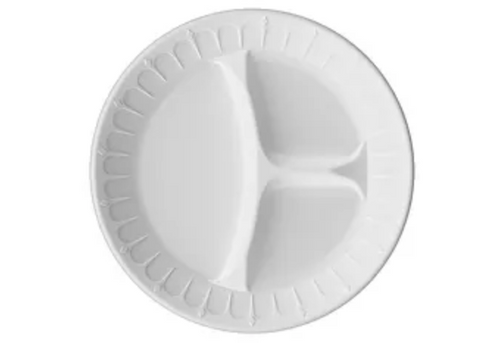White Foam Plates 10 Inch Three Compartments