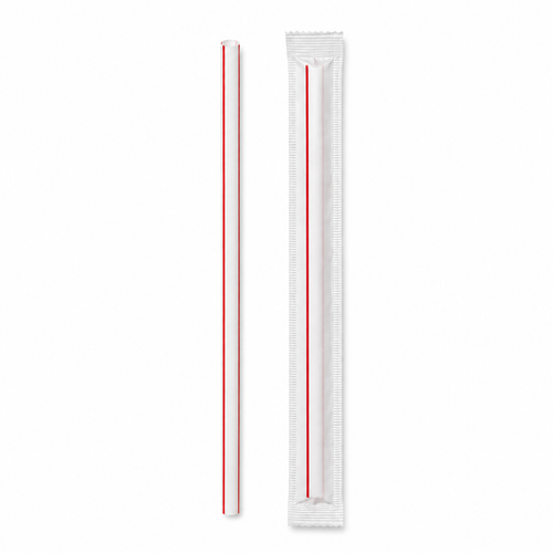 Red and White 7 3/4" Inch Wrapped Straws (12,000/cs)