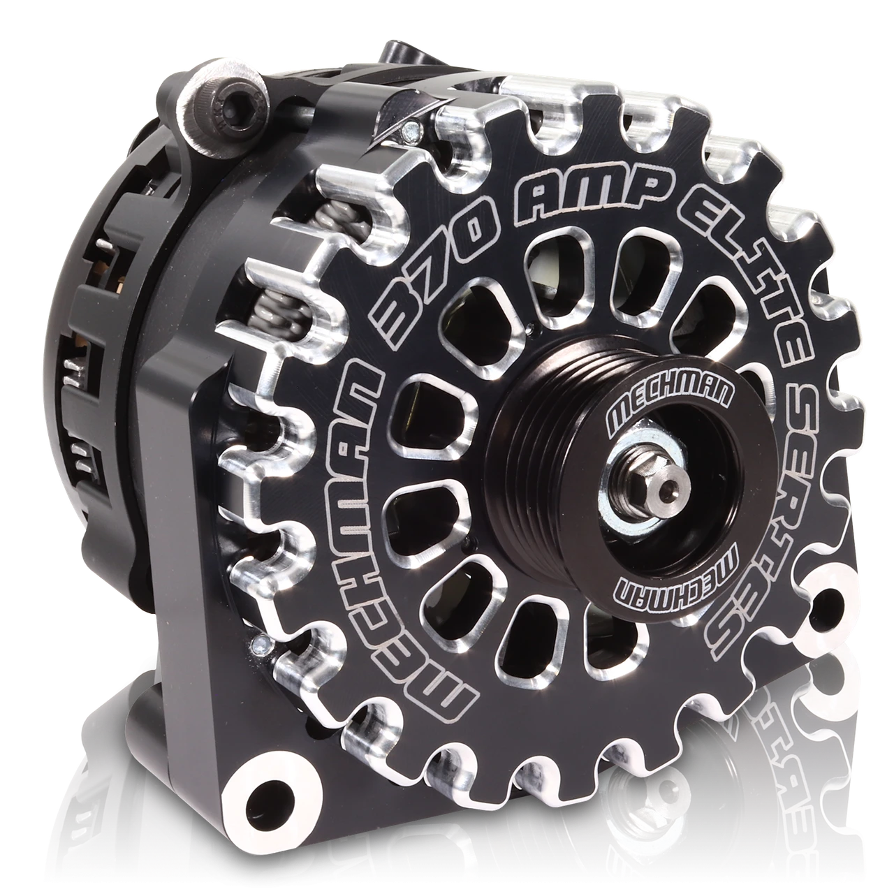 Mechman 370 アンペアELITE SERIES ダイナモ定価35万円！ E Series 370 amp Black Billet for 05-13 GM Truck - Mechman Alternators