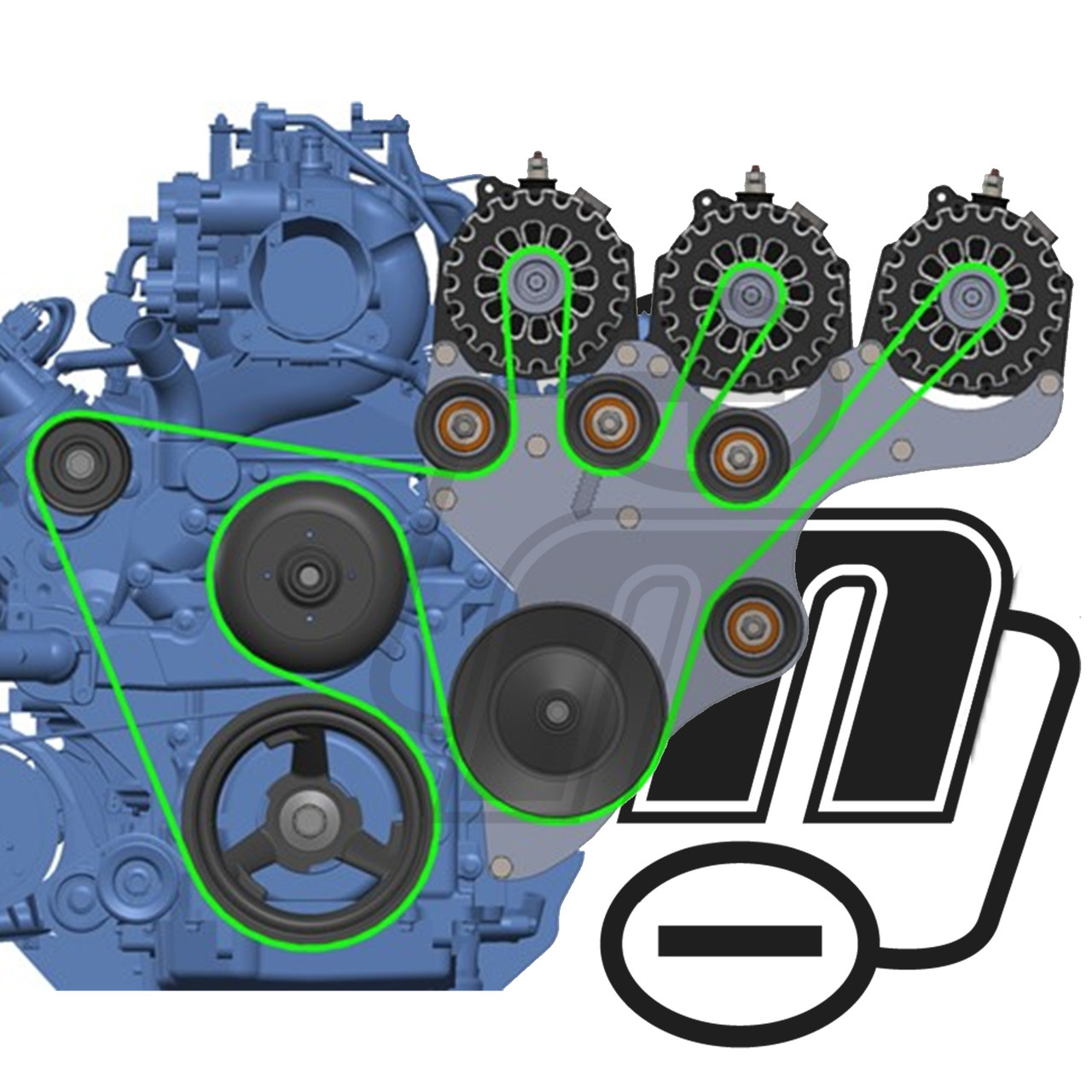 Mikan.③ Triple Bracket late 99-13 GM Trucks w/4.8L, 5.3L, 6.0L & 6.2