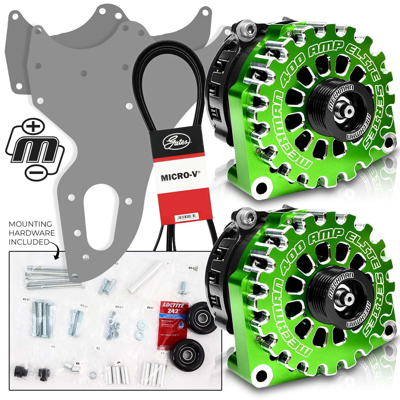 Dual Bracket Green 99-04 GM Trucks w/4.8L, 5.3L, & 6.0L (Includes