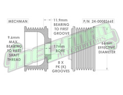 8 rib 66 MM serpentine pulley 24-0008S66E Mechman