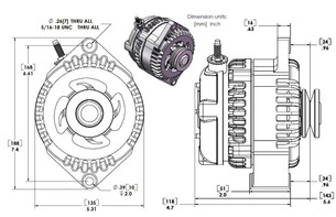 170 amp Racing alternator for 63-85 GM - Natural Finish (includes 2 pulleys) 7127170 Mechman