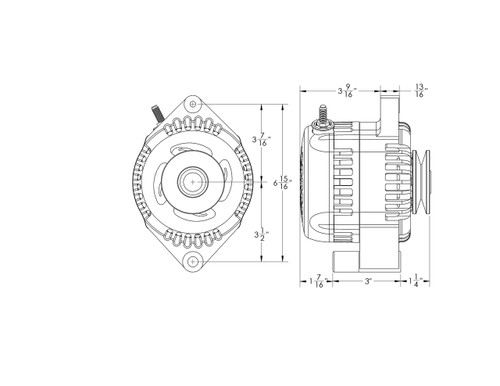 S Series Billet 170a racing alt - Early Ford - Black